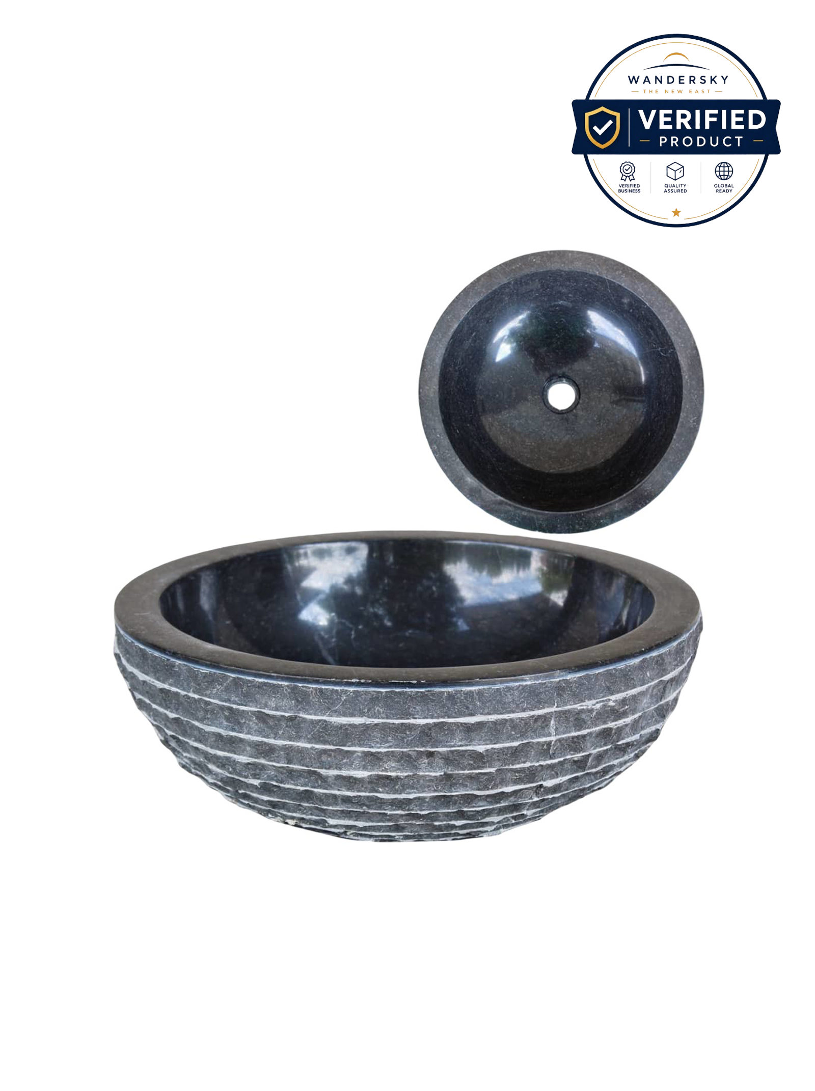 Basin Marble 40 cm Black