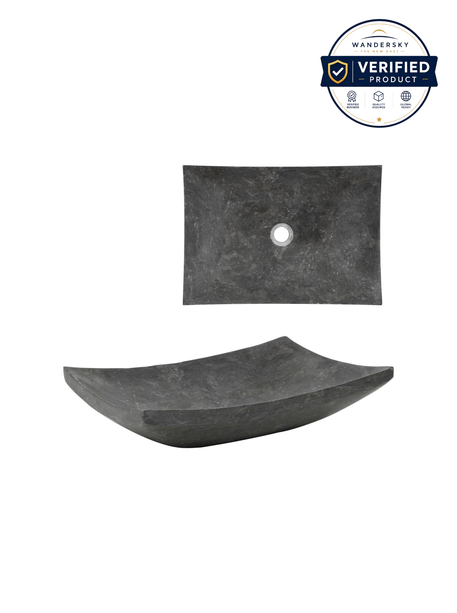Sink 50 x 35 x 12 cm Marble Black