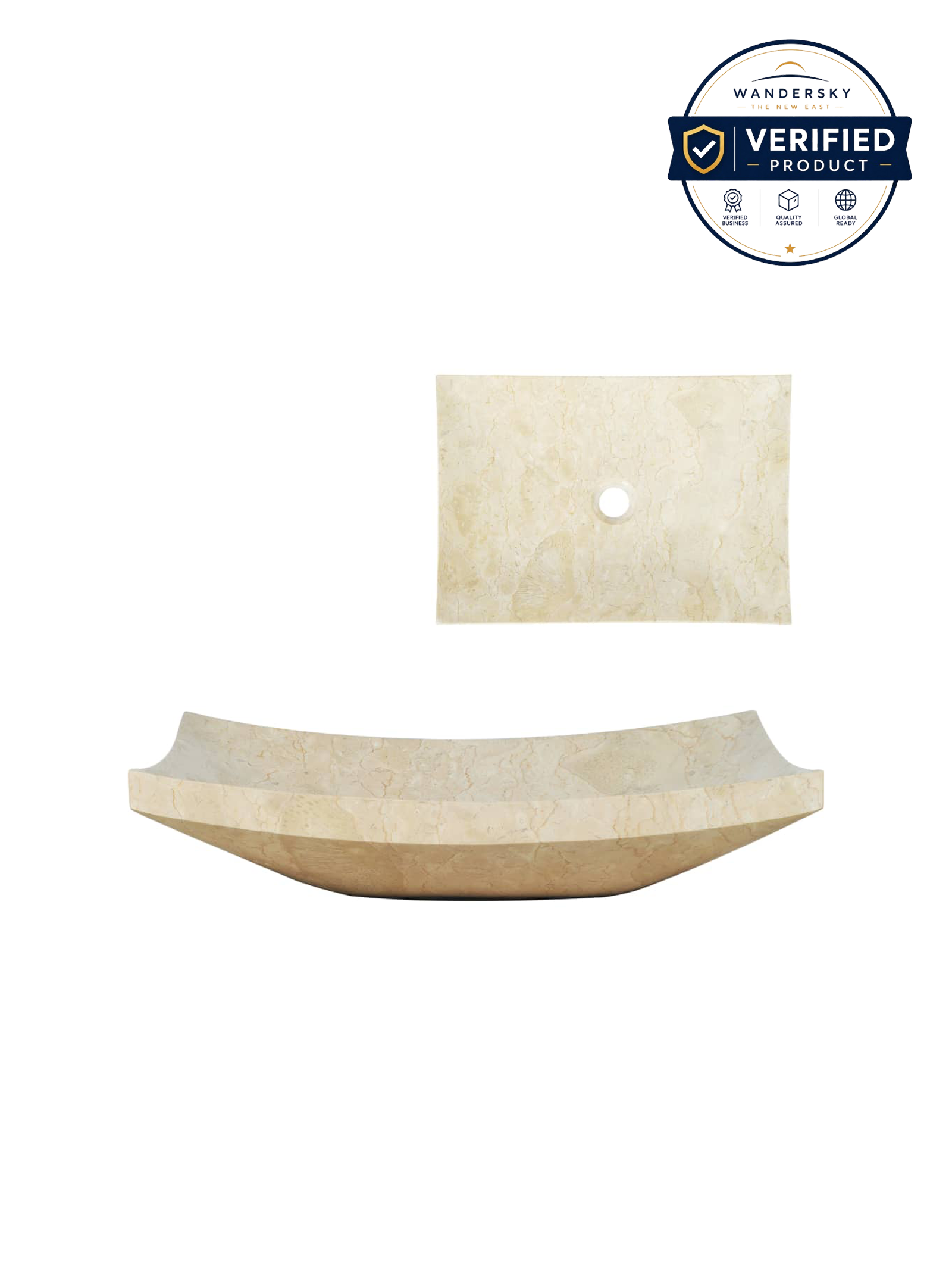 Sink 50 x 35 x 12 cm Marble Cream