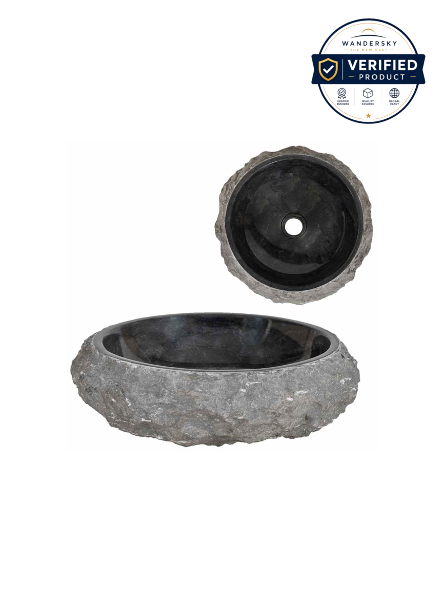 Sink Erosion 40 x 12 cm Marble Black