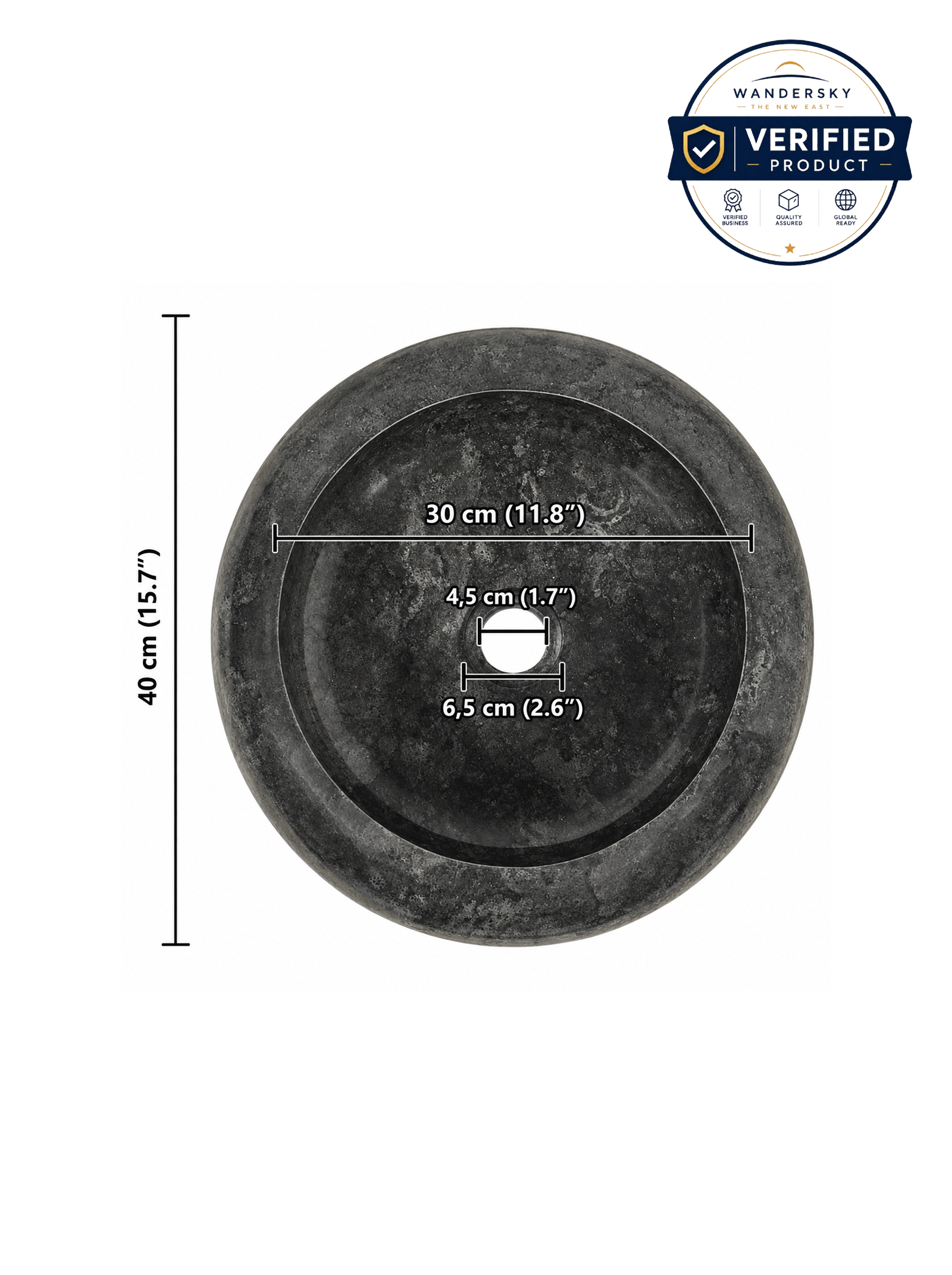 Sink 40x12 cm Marble Black