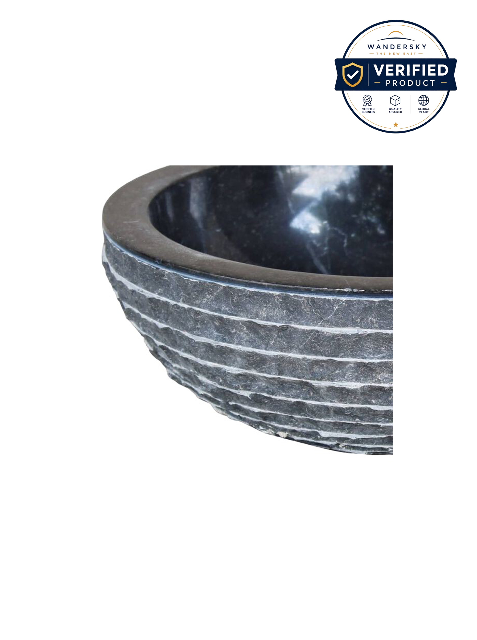 Basin Marble 40 cm Black
