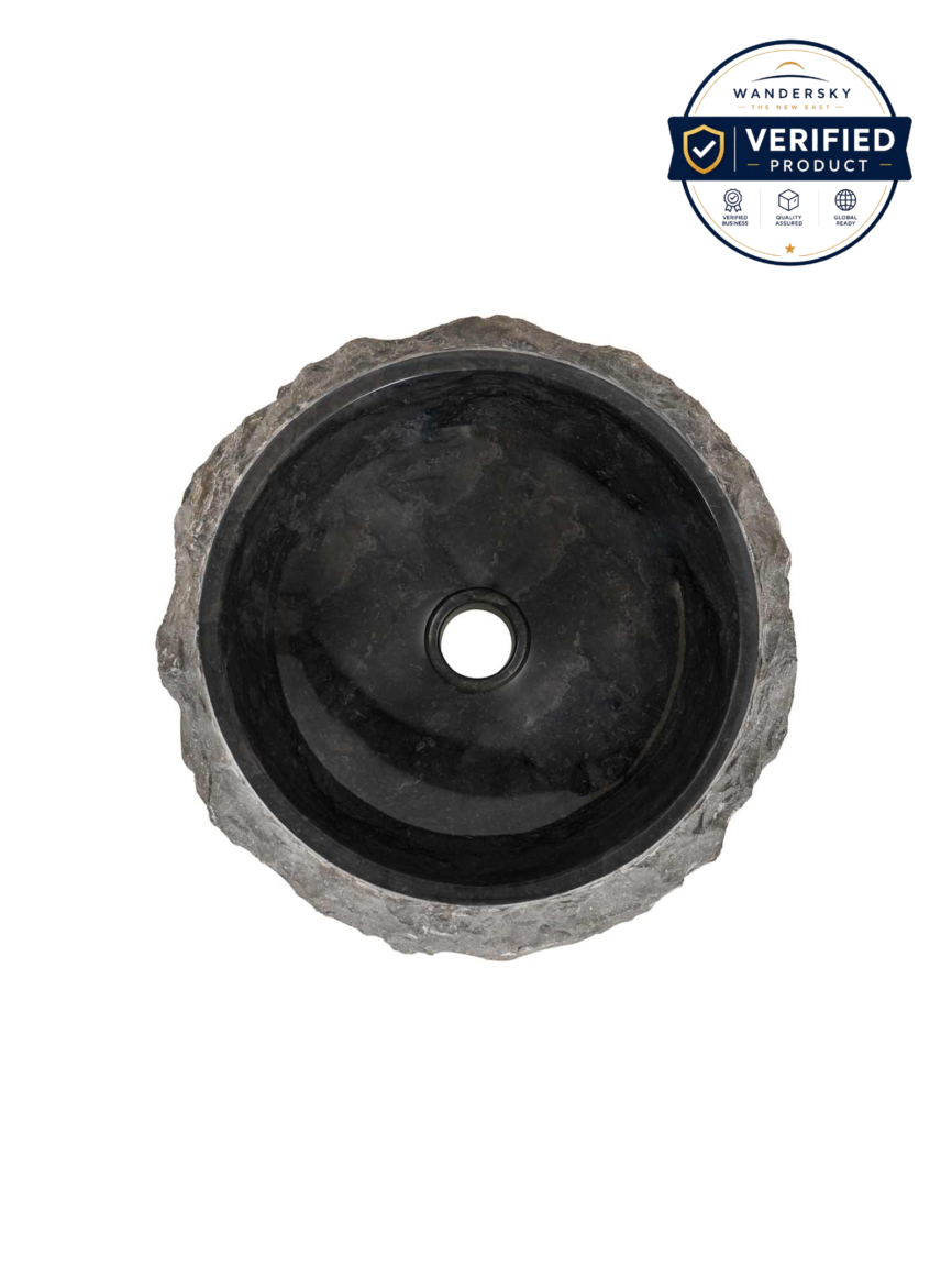Sink Erosion 40 x 12 cm Marble Black