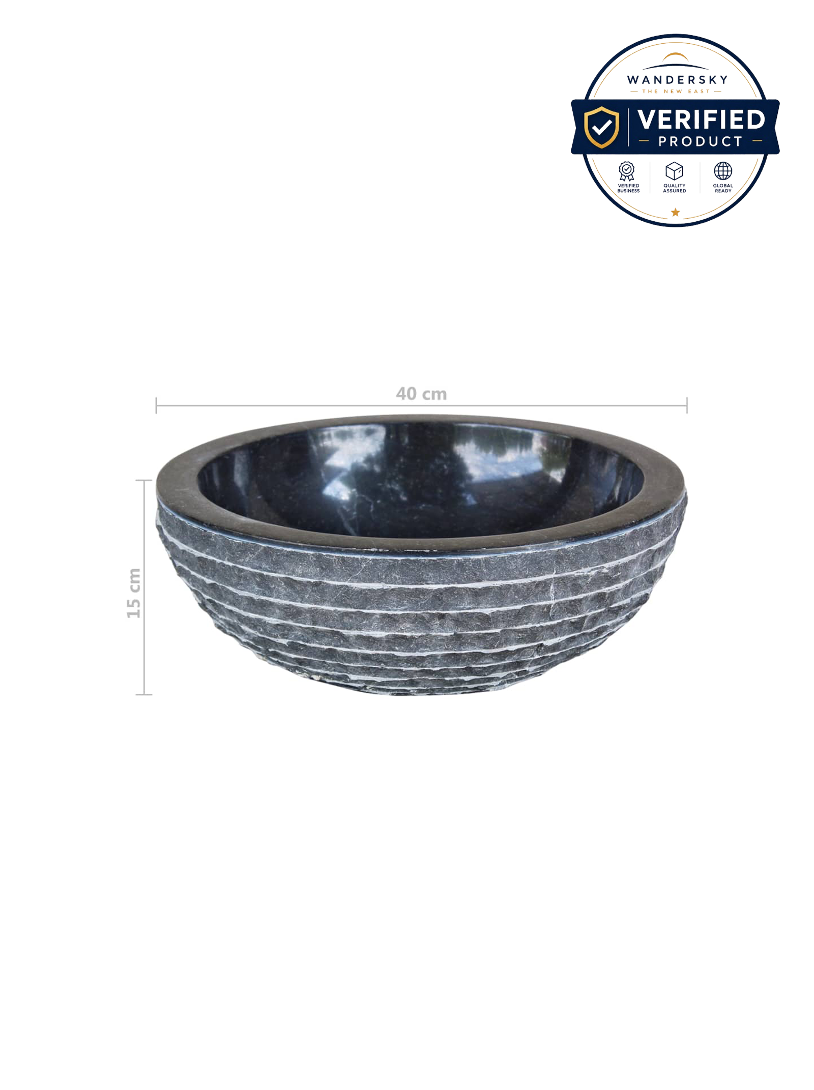 Basin Marble 40 cm Black