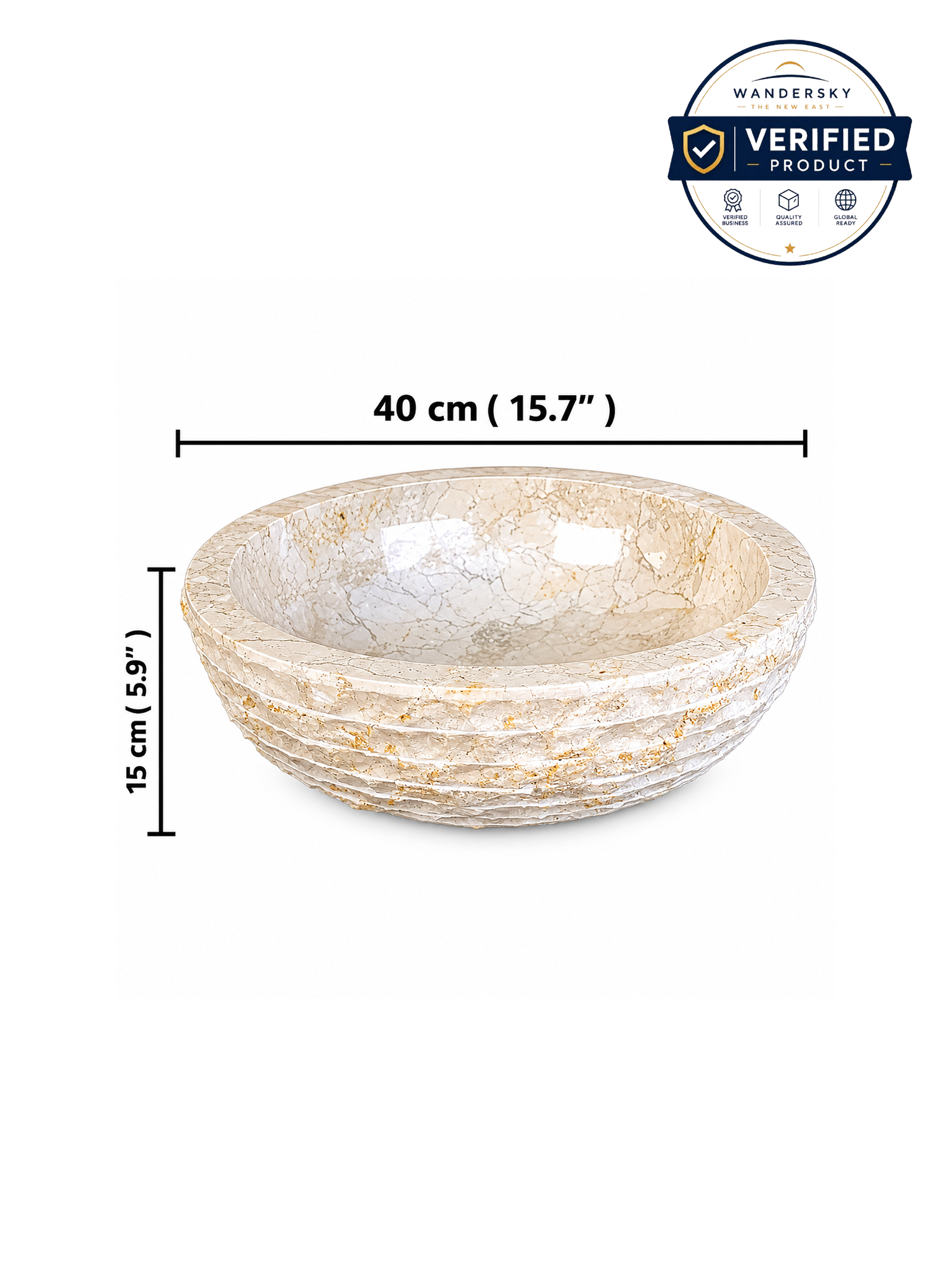 Basin Marble 40 cm Cream