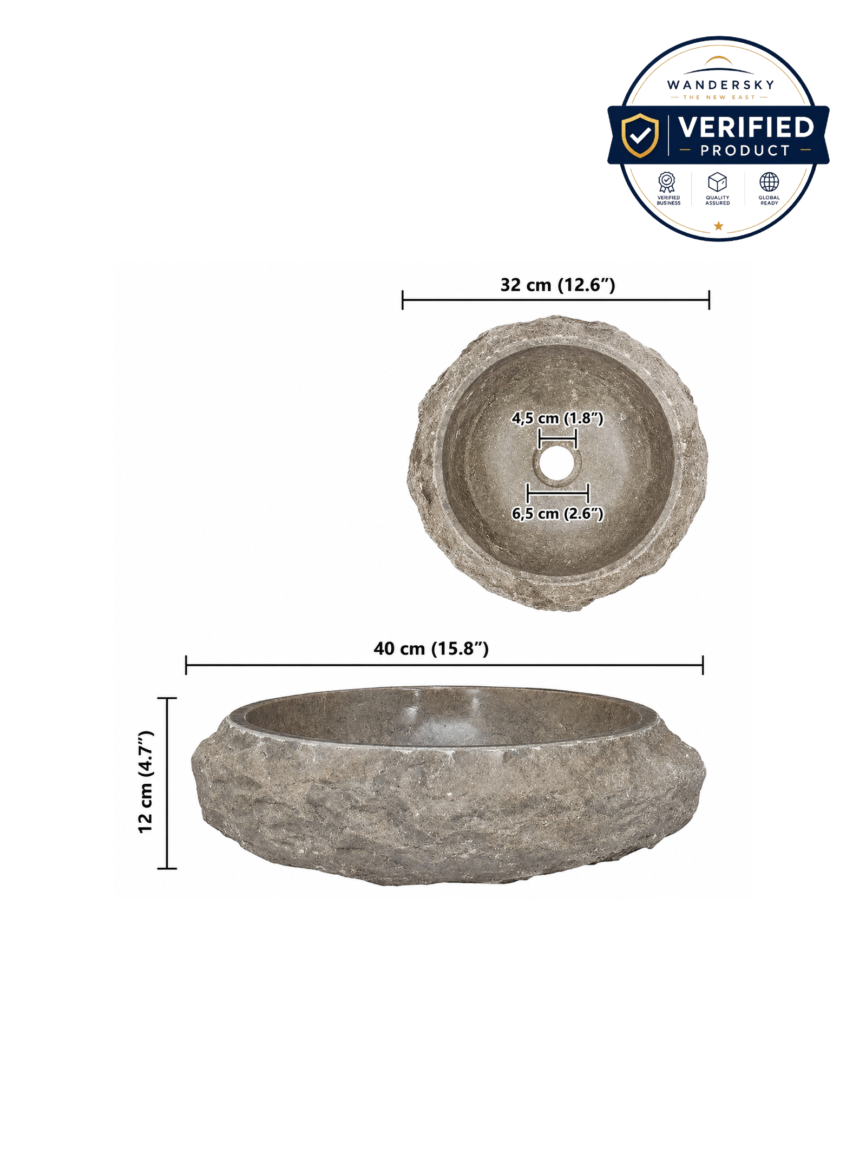 Sink Erosion 40 x 12 cm Marble Grey