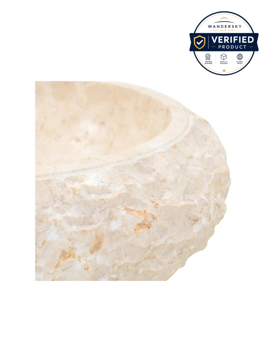 Sink Erosion 40 x 12 cm Marble Cream