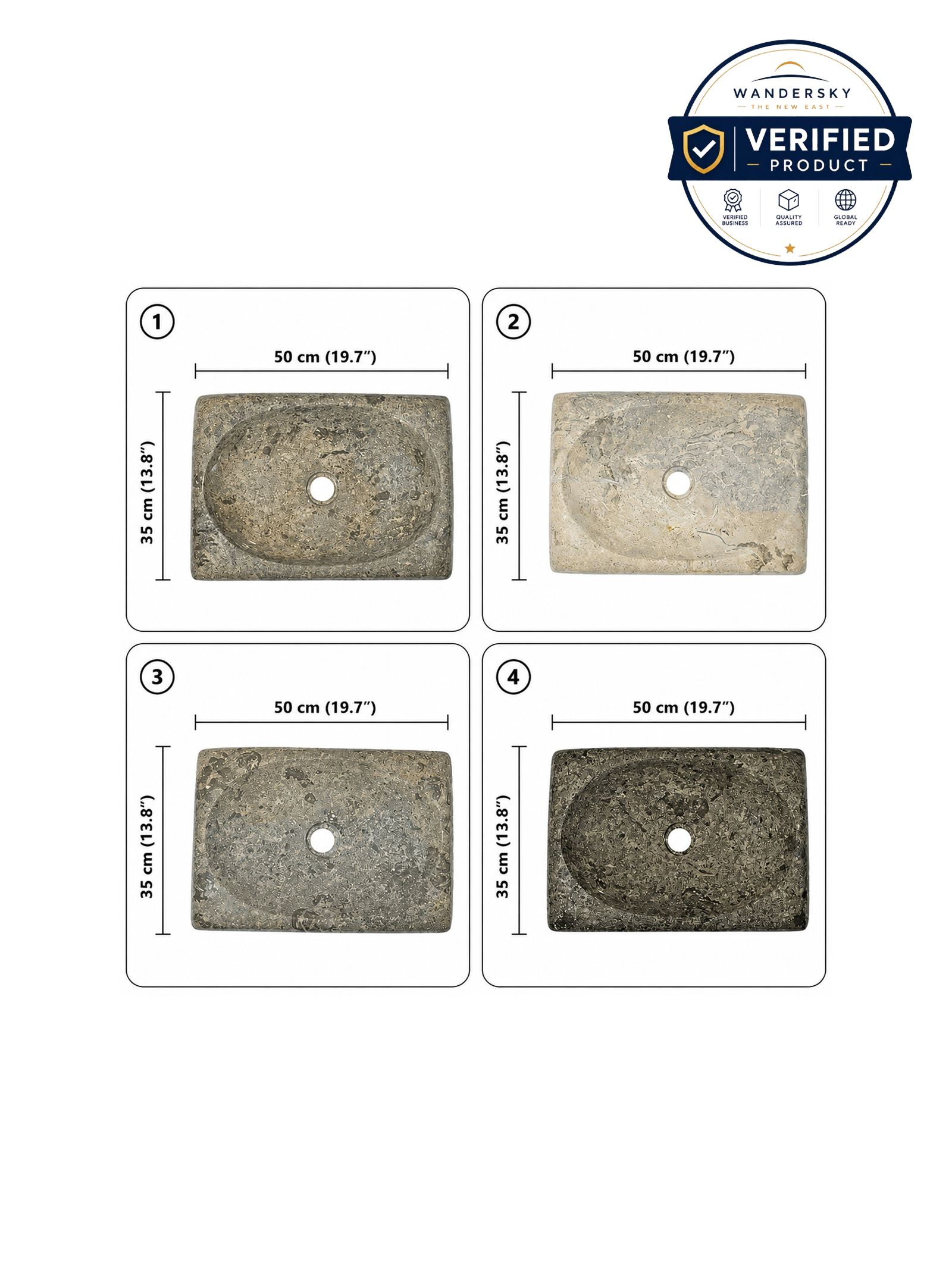Sink Grey 50 x 35 x 10 cm Marble