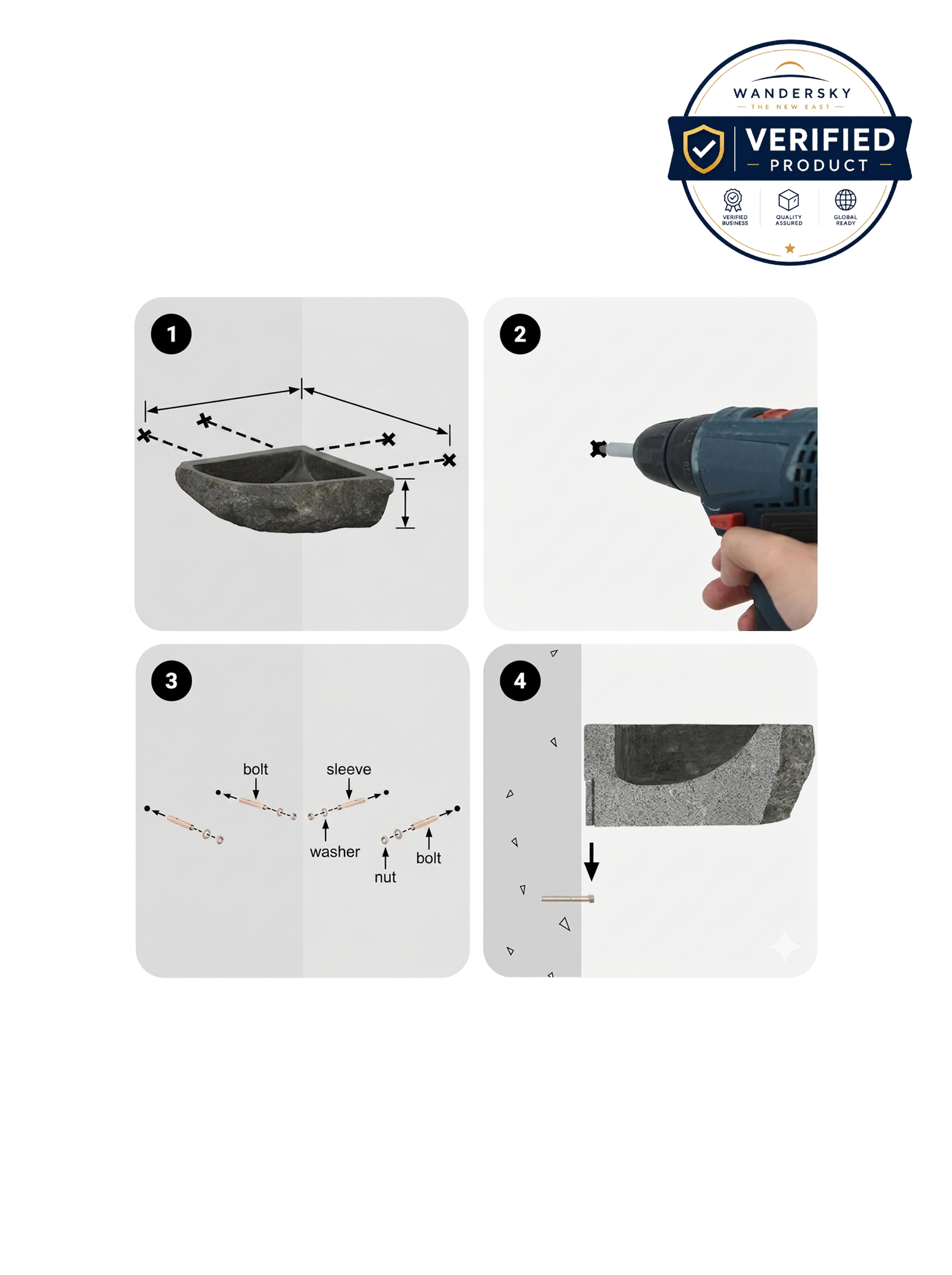 River stone Basin Grey