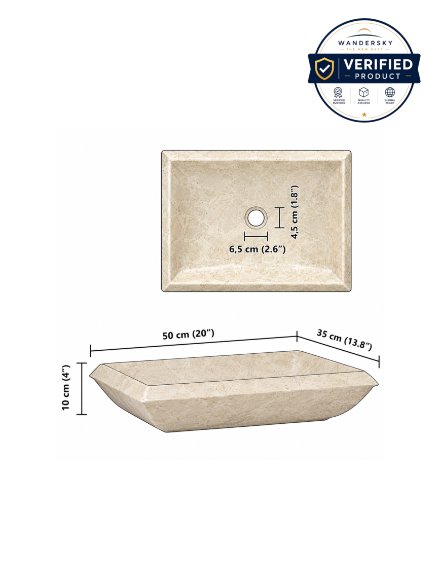 Washbasin Cream 50 x 35 x 10 cm Marble