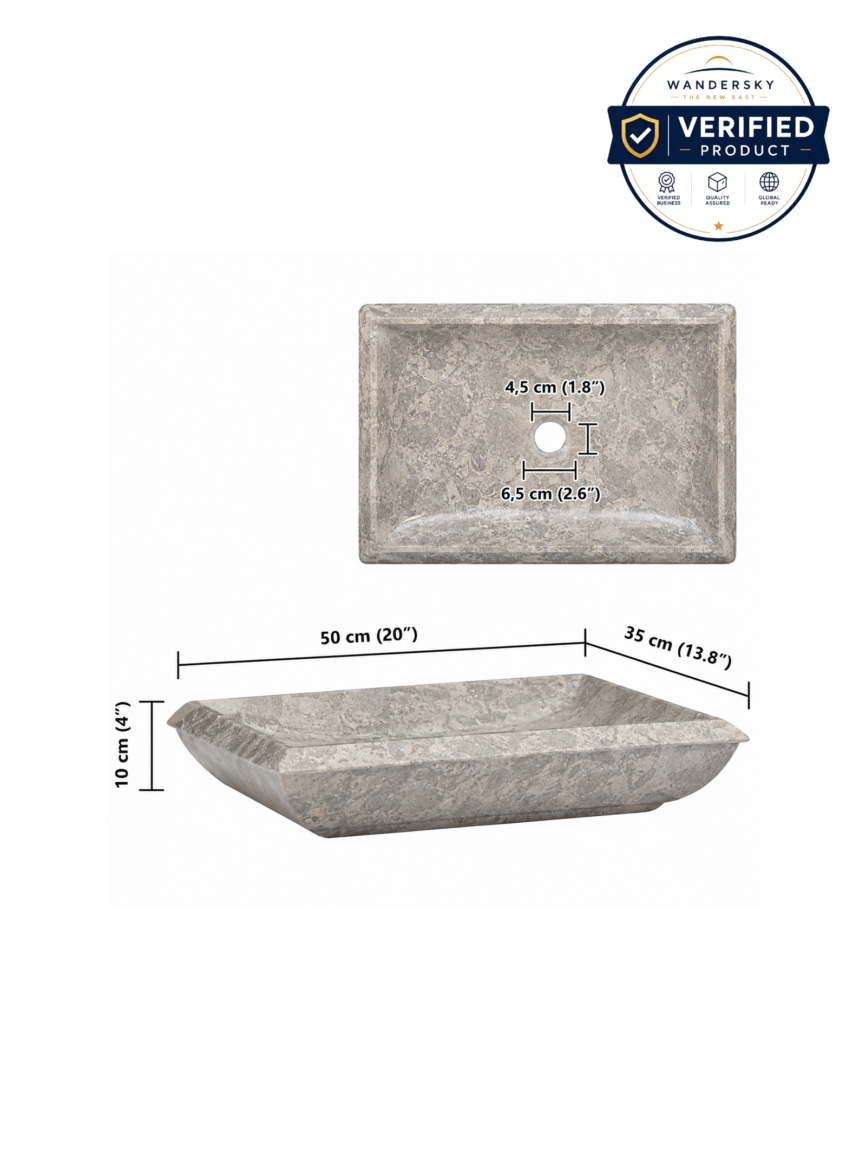 Washbasin Gray 50 x 35 x 10 cm Marble