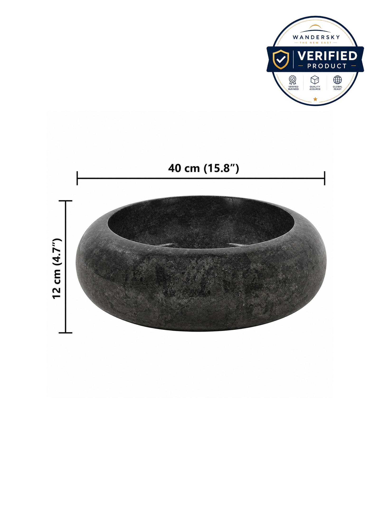Sink 40x12 cm Marble Black